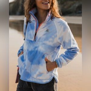 Women's Blue and White Fleece Jacket